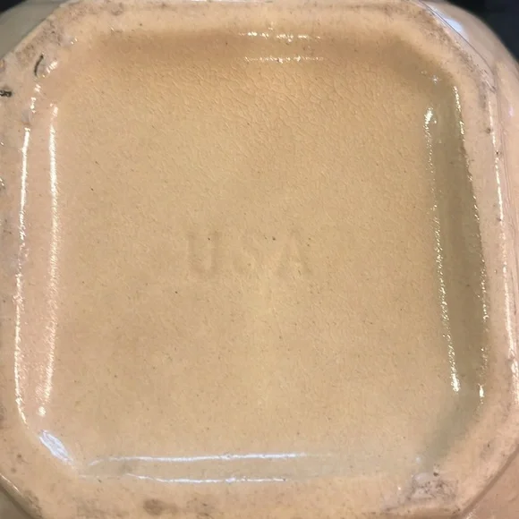 Antique (1930s) McCoy Yellow Ware Stoneware Bowl with Blue & Pink Stripes - Picture 14 of 14